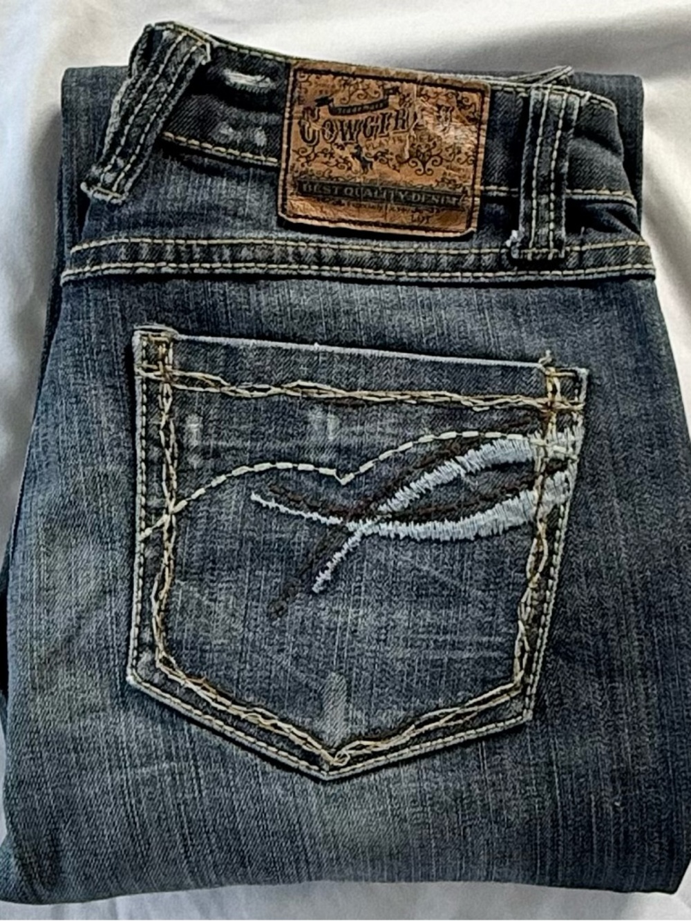 Cowgirl Tuff Don't Fence Me in Women’s Denim Jeans Bootcut Size 4/28x36